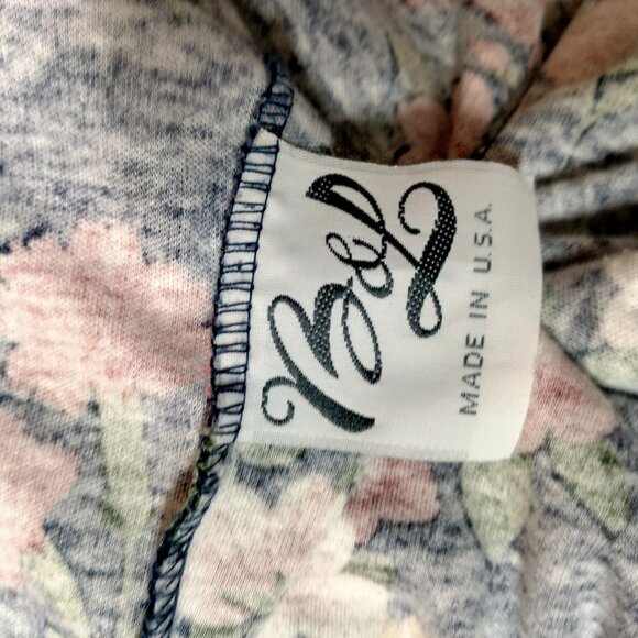 Vintage Large Skirt And Shirt Knit Outfit Set Blue Floral Cottagecore Soft USA - Picture 2 of 16